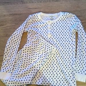 Size 14 girl, worn twice, PJ top and bottom in blue hearts